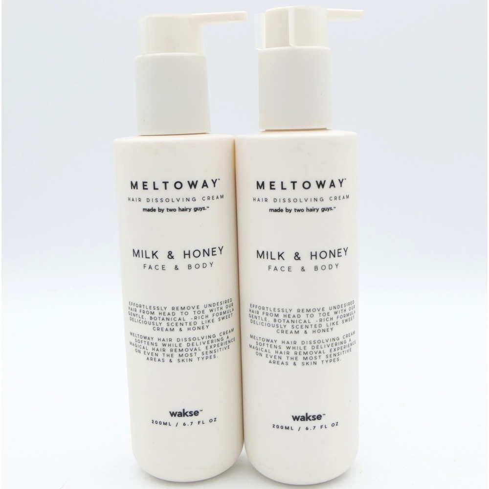 Wakse Meltoway Hair Dissolving Cream Milk & Honey Face & Body - 2 Pack 6.7 oz Ea